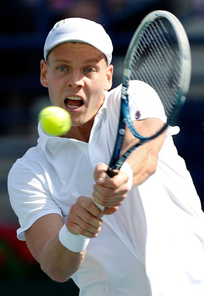 Tomáš Berdych v zápase s Kamkem (Dubaj 2013)