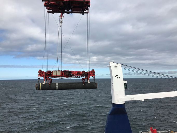 Allseas' deep sea pipe laying ship Solitaire lays a pipe for Nord Stream 2 pipeline in the Baltic Sea September 13, 2019. Picture taken September 13, 2019. REUTERS/Stine