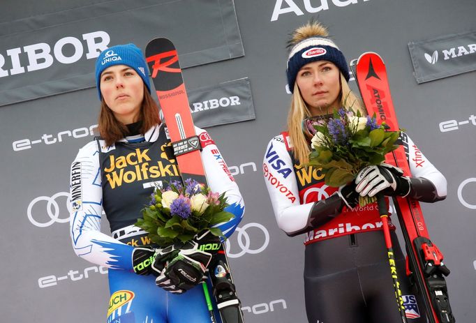 Petra Vlhová a Mikaela Shiffrinová v Mariboru 2019