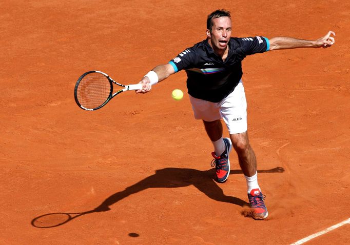 Radek Štěpánek při zápase 2. kola French Open s Tomášem Berdychem.