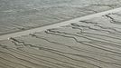 France, Vendee, L'Aiguillon sur mer, mudflat in the Anse de l'Aiguillon at low tide (aerial view)