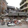 Collapsed building is pictured after an earthquake hit, in Kathmandu