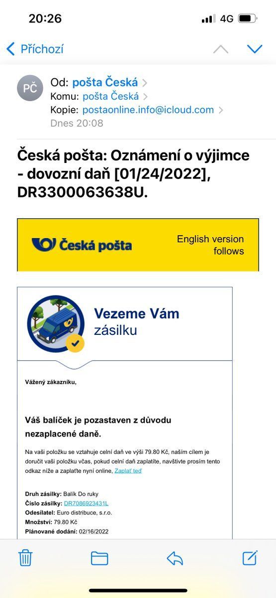 podvod česká pošta
