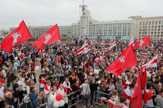 Protesty za odstoupení běloruského prezidenta Alexandra Lukašenka.