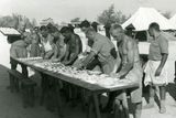 Far away from home, Czech cuisine was terribly missed by everybody - soldiers preparing traditional Czech fruit dumplings.