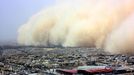 A huge sandstorm engulfs the Saudi capital of Riyadh, Saudi Arabia, Tuesday, March 10, 2009. The storm, which was still raging hours after it started, disrupted flights at the city's King Khalid International airport, with weather authorities announcing that visibility would drop to zero, and warning residents to take precautionary measures. (AP Photo/Jad Saab)