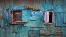 Painted metal covers walls of traditional colonial-era Board House in Murray Town of Sierra Leone's capital Freetown