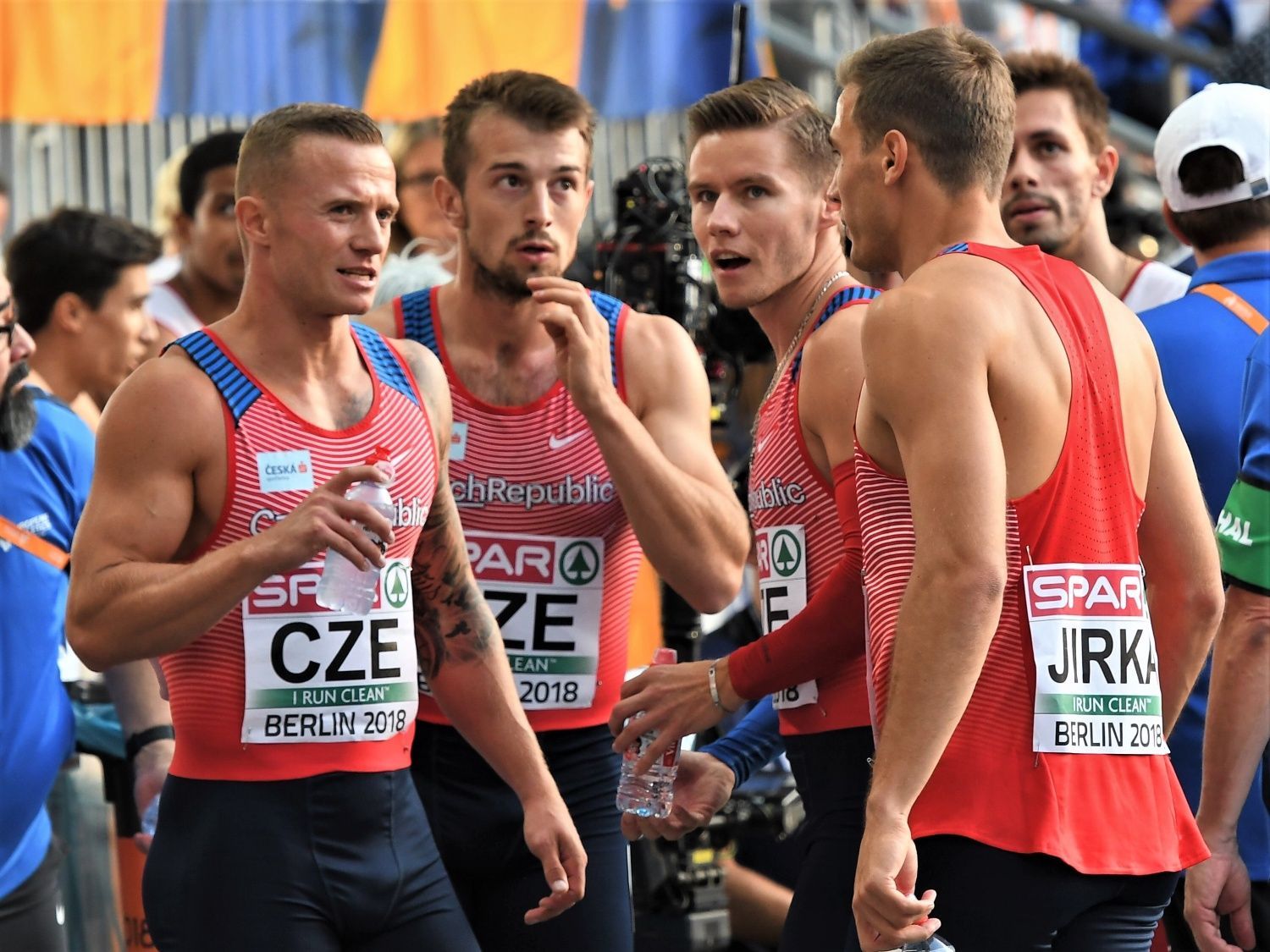 Česká štafeta mužů na 4x100 m na ME v atletice v Berlíně 2018