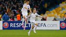 Football: Lukasz Teodorczyk celebrates with team mates after scoring the second goal for Dynamo Kiev