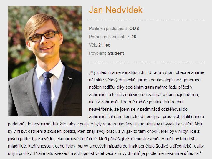 Jan Nedvídek, kandidát ODS