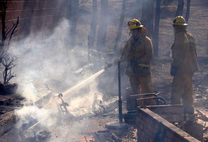 Hlavní požár se rozhořel v noci na sobotu na okraji lesní rezervace Angeles National Forest severně od Los Angeles