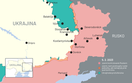 Mapa rozložení sil z 5. února.