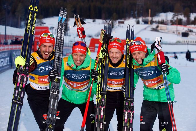 Němečtí sdruženáři Johannes Rydzek, Björn Kircheisen, Eric Frentzel a Fabian Riessle.