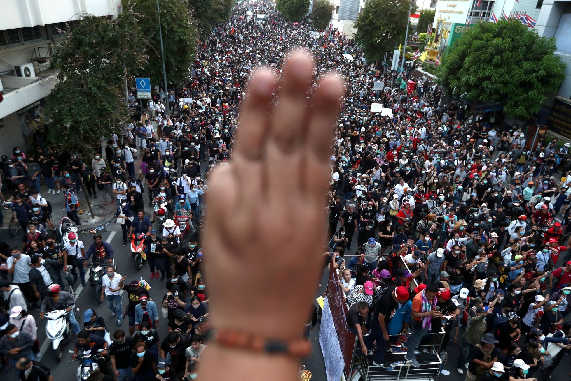 Prodemokratické demonstrace v Thajsku.