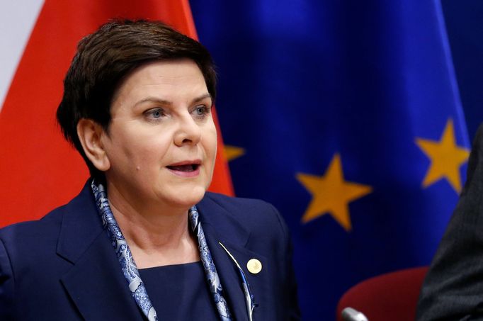 Polská premiérka Beata Szydlová na summitu v Bruselu.