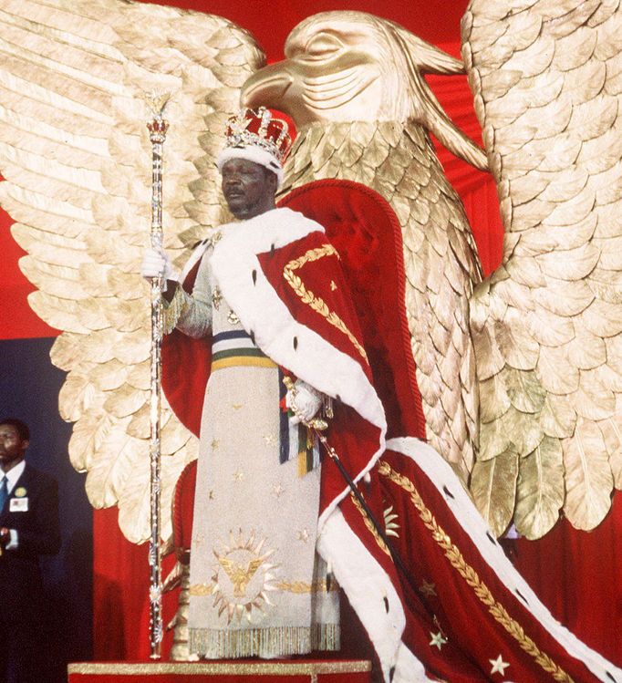 Diktátor a samozvaný císař Středoafrické republiky Jean-Bédel Bokassa. Snímek z 4. prosince roku 1977.