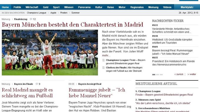 Německé nadšení z postupu Bayernu a vtip Didiera Drogby