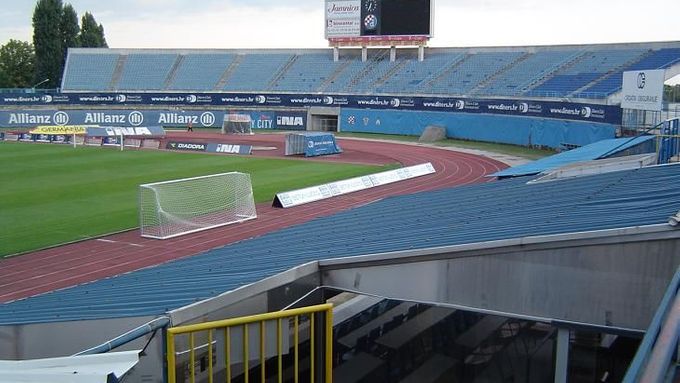 Stadion Maksimir a trénink Sparty před zápasem s Dinamem Záhřeb