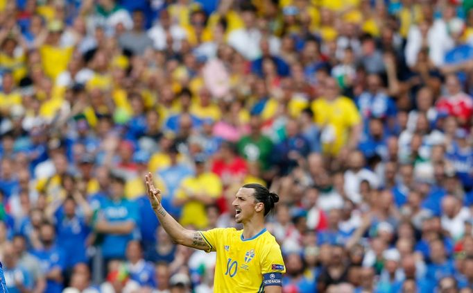 Sweden's Zlatan Ibrahimovic reacts