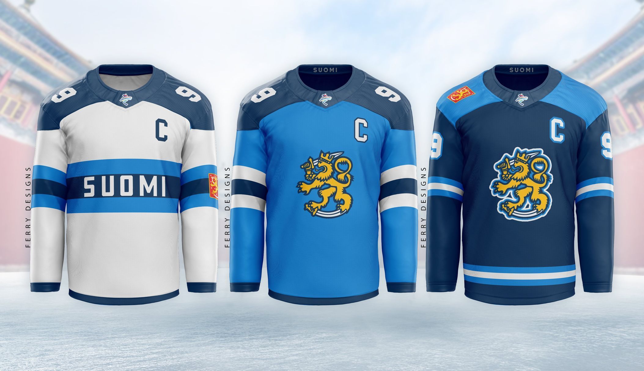 Návrhy hokejových dresů na olympiádu 2022 v Pekingu: Finsko
