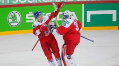 Jakub Vrána a Roman Willl v zápase Česko - Dánsko na MS 2021