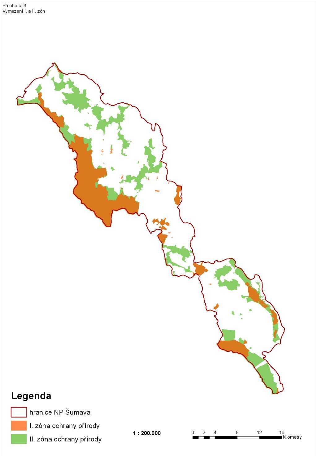 Mapa navrhované podoby šumavského parku