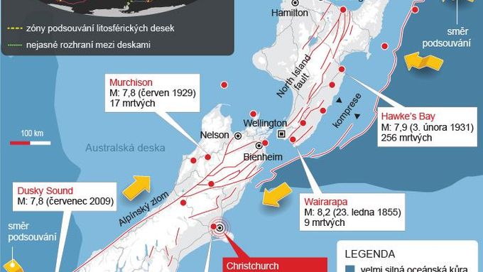 Nový Zéland leží v kritickém místě styku tektonických desek