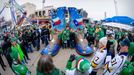 Jan 1, 2020; Dallas, Texas, USA; A view of the Dallas Stars fans and Nashville Predators fans and the fair park midway and the rides and Big Tex cowboy boots before the 2