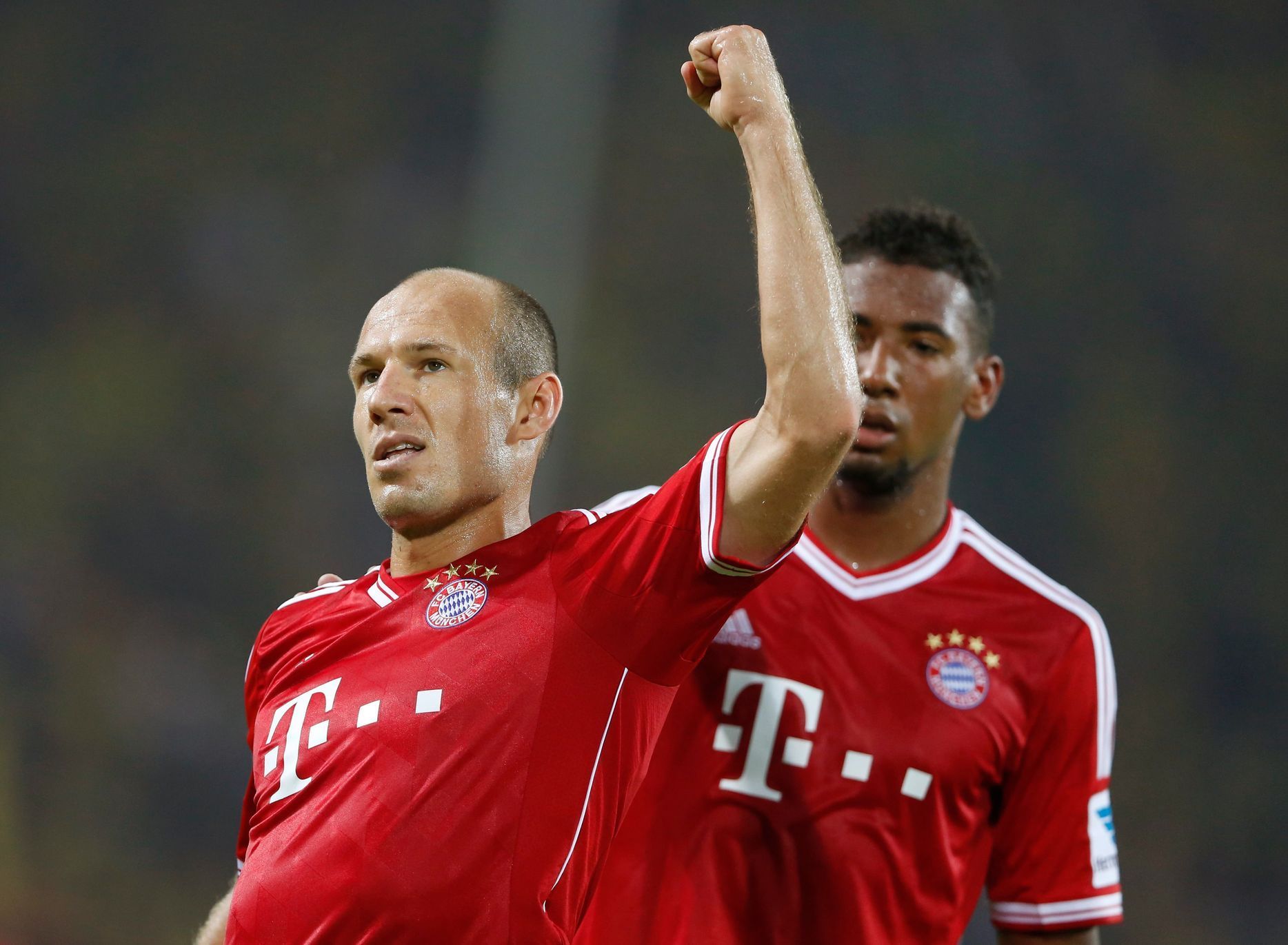 Fotbal, německý Superpohár, Dortmund - Bayern: Arjen Robben a Jerome Boateng