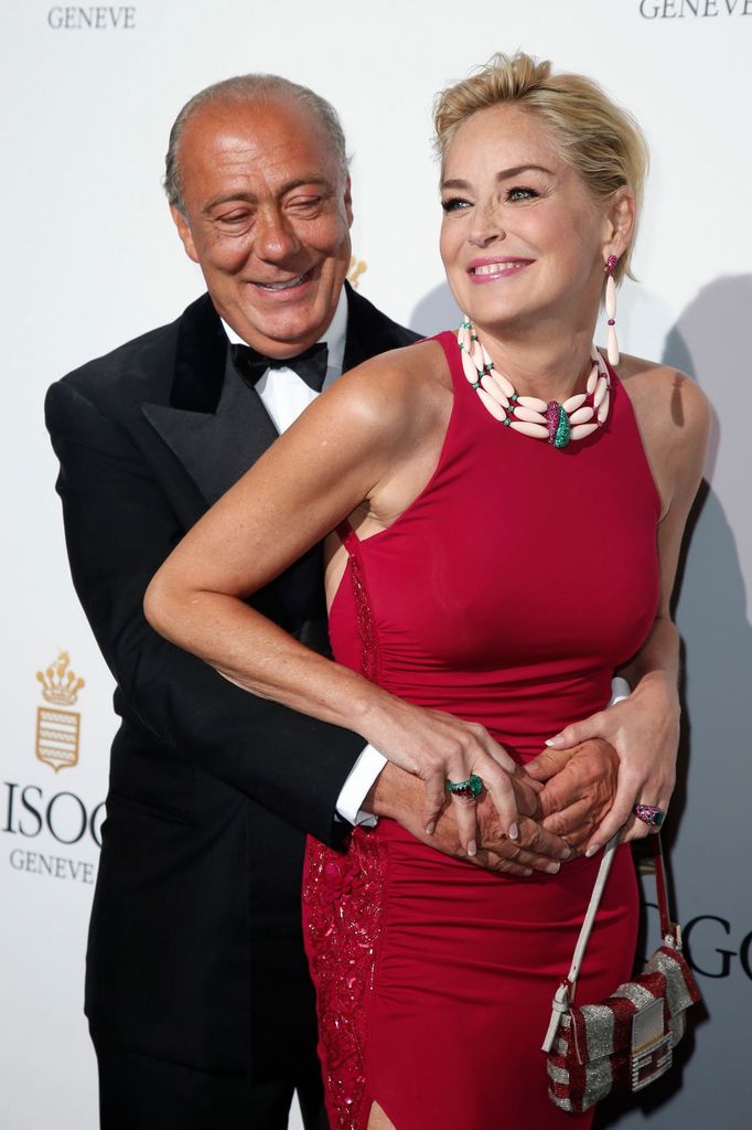 Fawaz Gruosi, founder of jewellery company de Grisogono, and American actress Sharon Stone attend the de Grisogono Party during the 67th Cannes Film Festival in Antibes