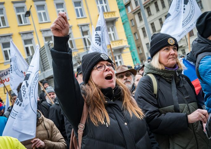 Střípky z loňské demonstrace bezpečnostních složek před ministerstvem vnitra, 21. listopadu 2024