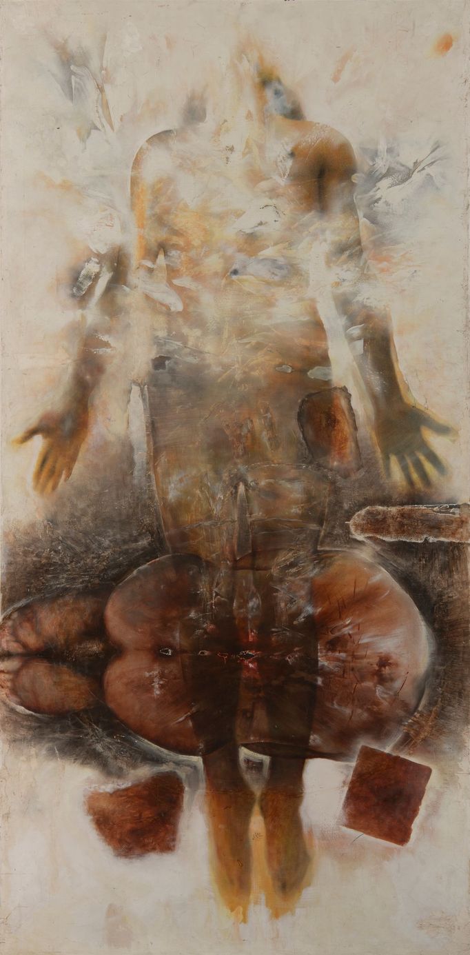 Milivoj Husák: Oběť i vítěz (Dvojí tělo), 200 x 100 cm.