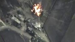 Ruský letecký útok v Sýrii proti pozicím Islámského státu.