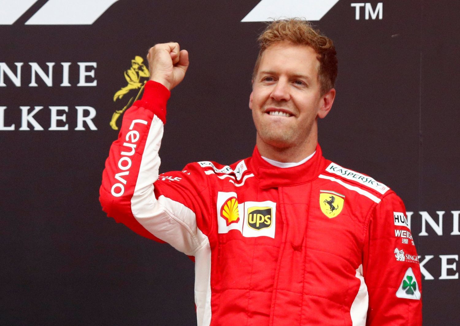 Sebastian Vettel slaví vítězství v GP Belgie 2018