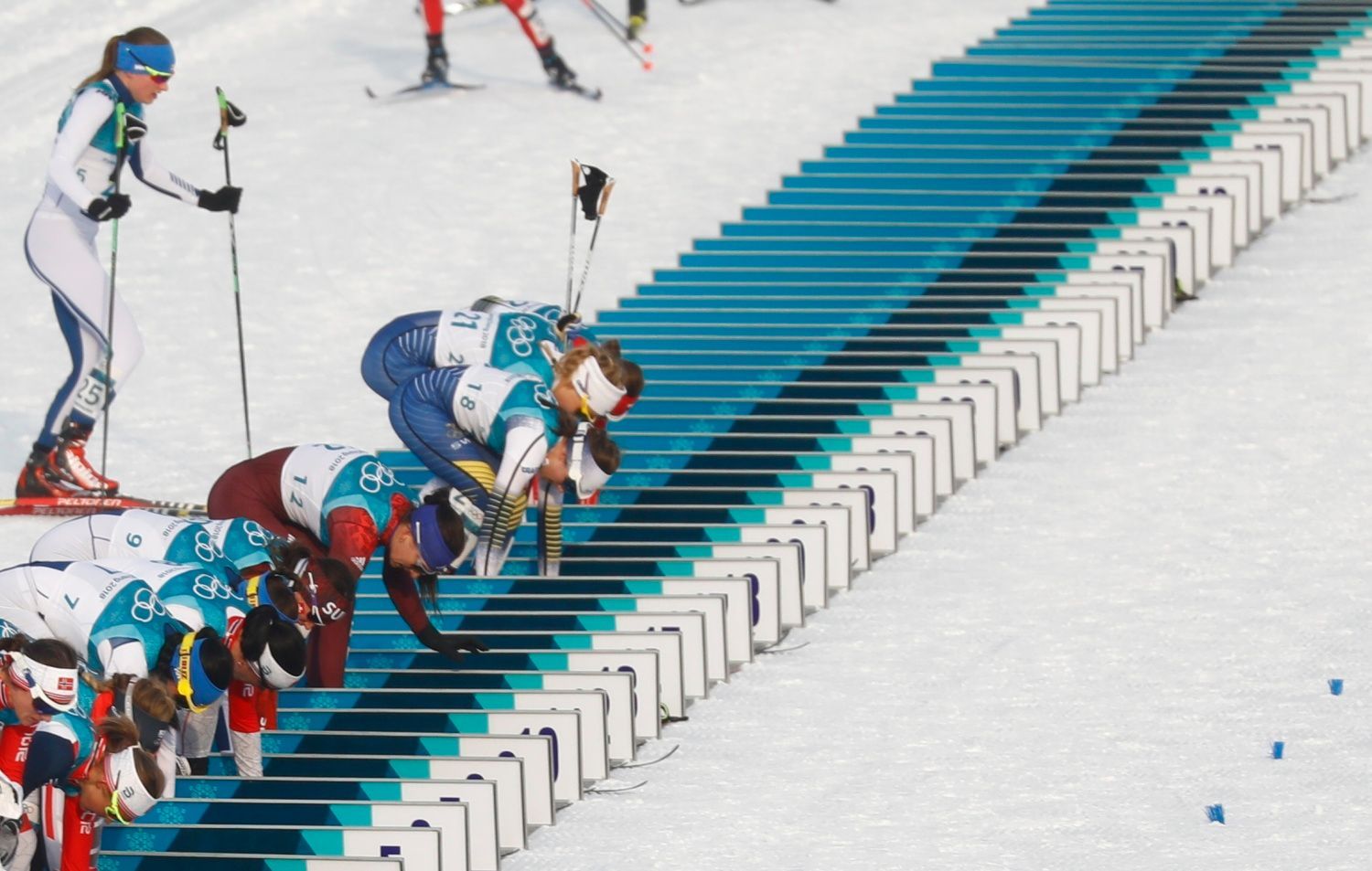 ZOH 2018, skiatlon Ž: přezouvání