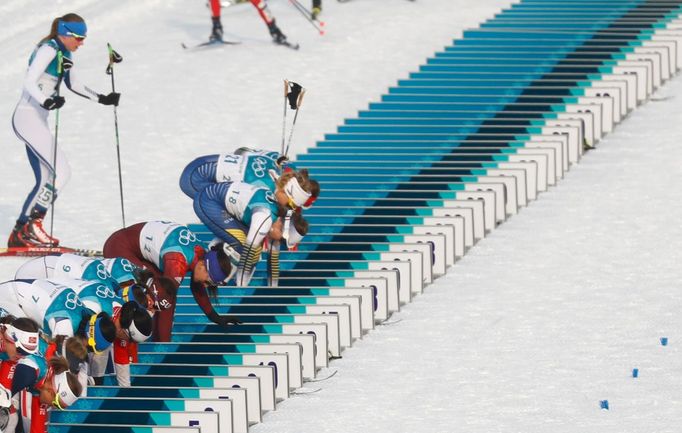 ZOH 2018, skiatlon Ž: přezouvání