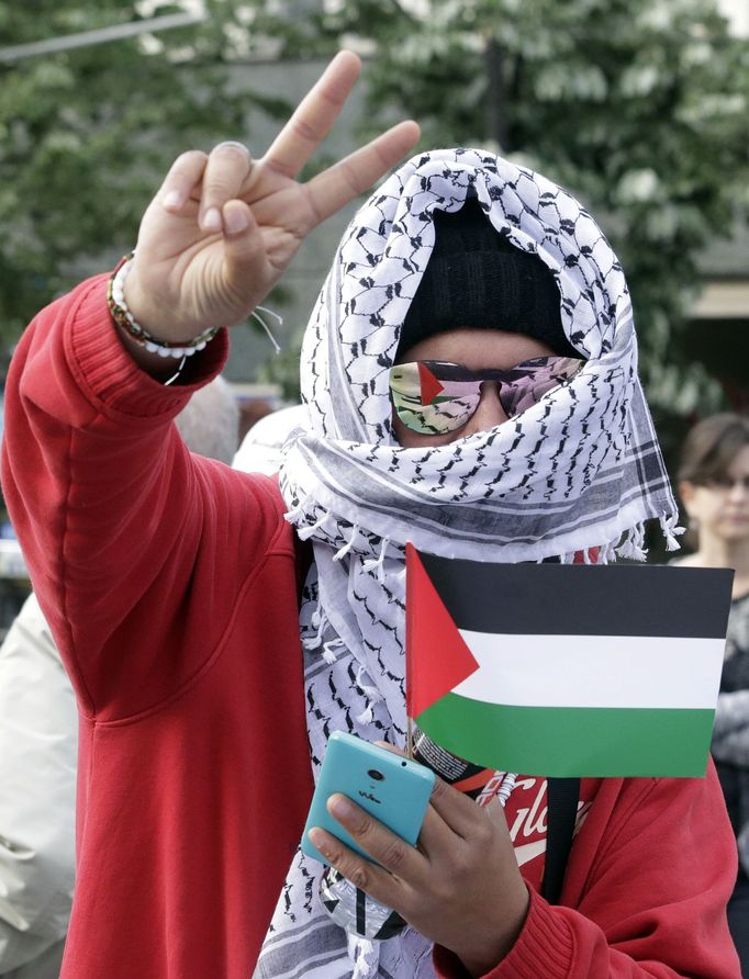 Demonstrace v Praze na podporu Palestiny