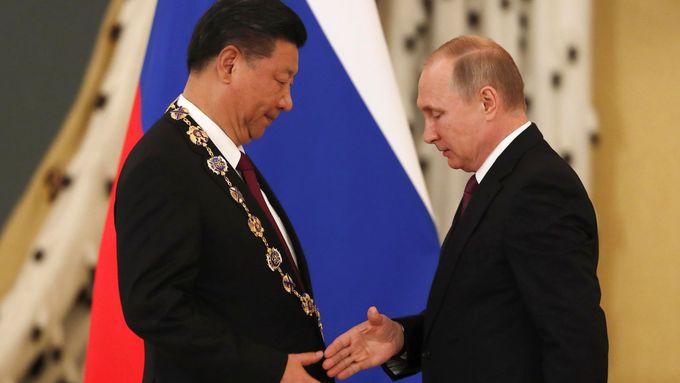Si Ťin-pching na návštěvě Vladimira Putina v Moskvě.