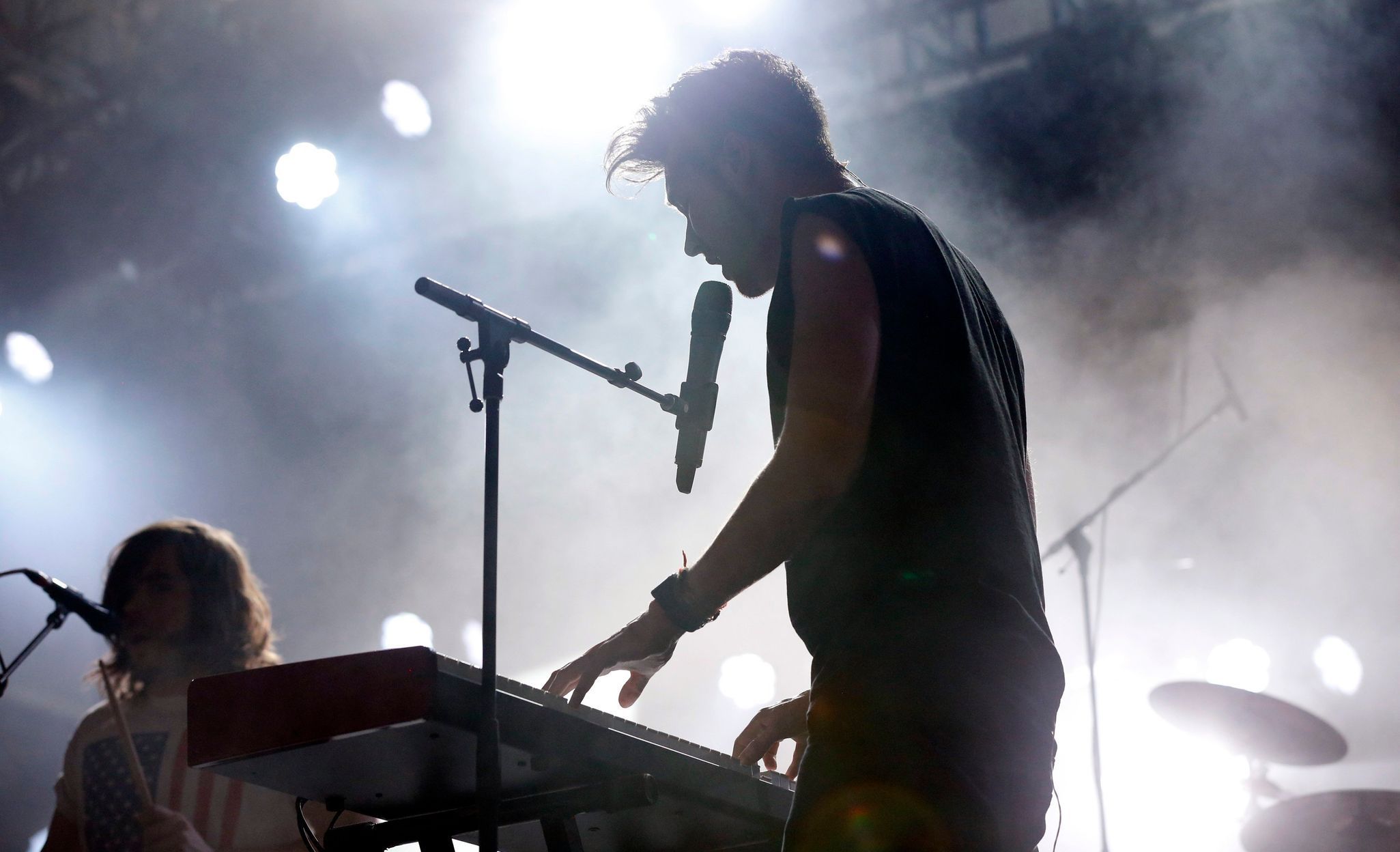 Lead vocalist Dan Smith of rock band Bastille performs at the Coachella Music Festival in Indio