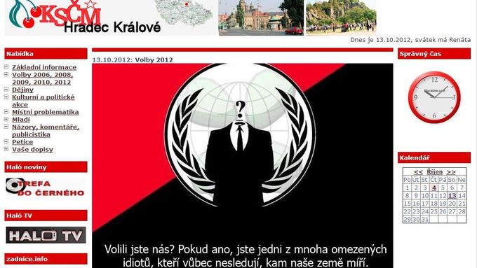 Hacklý web KSČM v Hradci Králové