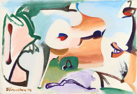 Andrej Bělocvětov: Tři grácie, 1995, akryl, sololit.