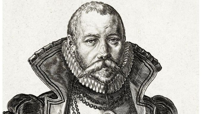 Dánský astronom a astrolog Tycho Brahe na portrétní rytině od Jacoba de Gheyna, 1624-1650.