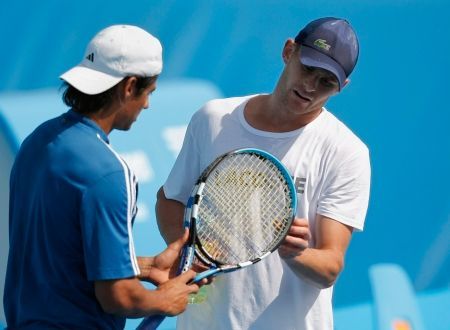 Andy Roddick se připravuje v Melbourne Parku na Australian Open
