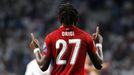 Divock Origi slaví gól ve finále fotbalové Ligy mistrů Tottenham - Liverpool