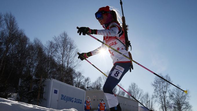 Eva Puskarčíková v olympijské štafetě žen.