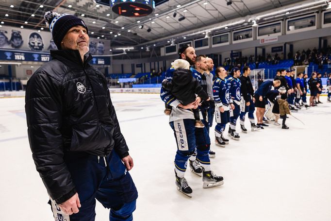 Jaromír Jágr při posledním domácím utkání Kladna v sezoně 2024/25