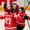 Hokej, MS 2013, Česko - Švýcarsko: Simon Moser slaví gól na 2:3