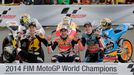 Šampioni 2014: Esteve Rabat (Moto2), Marc Marquez (MotoGP) a Alex Marquez (Moto3)