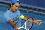 Roger Federer v přípravě na turnaj v Madridu