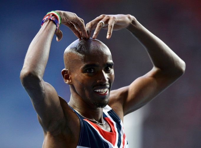 MS v atletice 2013 - 5000 m mužů, finále: vítězný Mo Farah